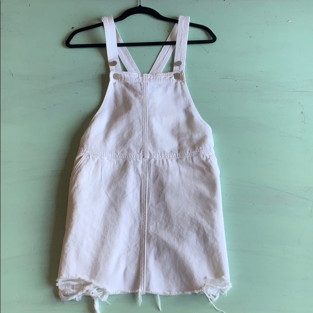 Brand new white jean overall dress